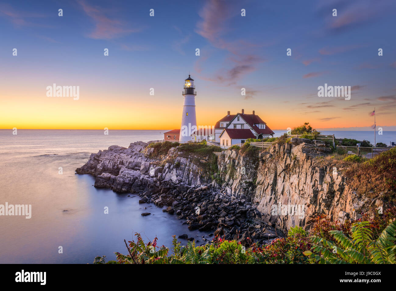 Portland, Maine, USA à Portland Head Light. Banque D'Images