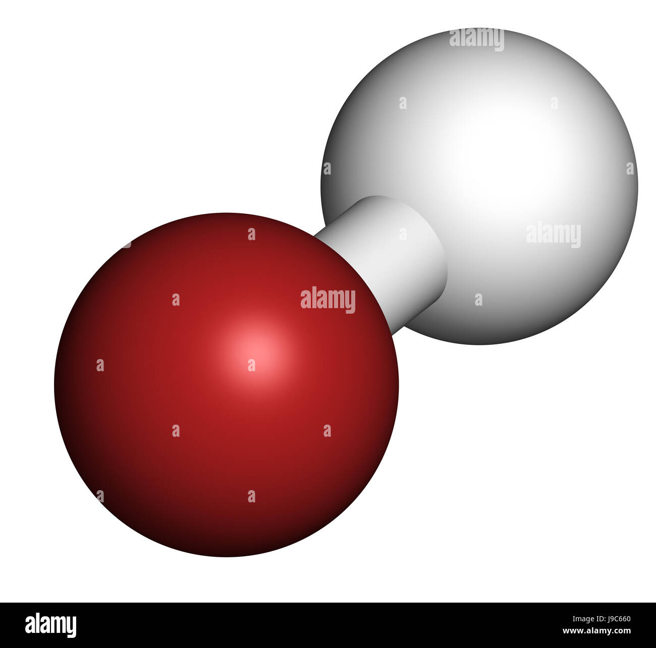 L'anion hydroxyde, structure chimique. Le rendu 3D. Les atomes sont représentés comme des sphères classiques avec codage couleur : blanc (l'hydrogène), l'oxygène (rouge). Banque D'Images