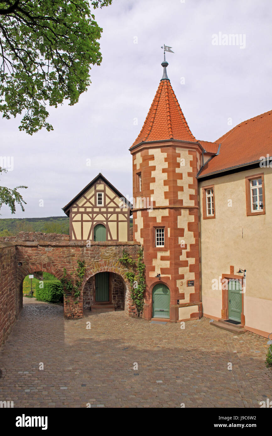 Tower, historique, arc, mur, arcs, chateau, château, feste dilsberg, dilsberg, Banque D'Images