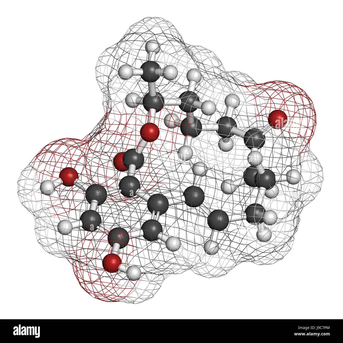 La zéaralénone (ZEN) molécule de mycotoxines. Produites par certaines espèces de Fusarium et la fusariose. Le rendu 3D. Banque D'Images