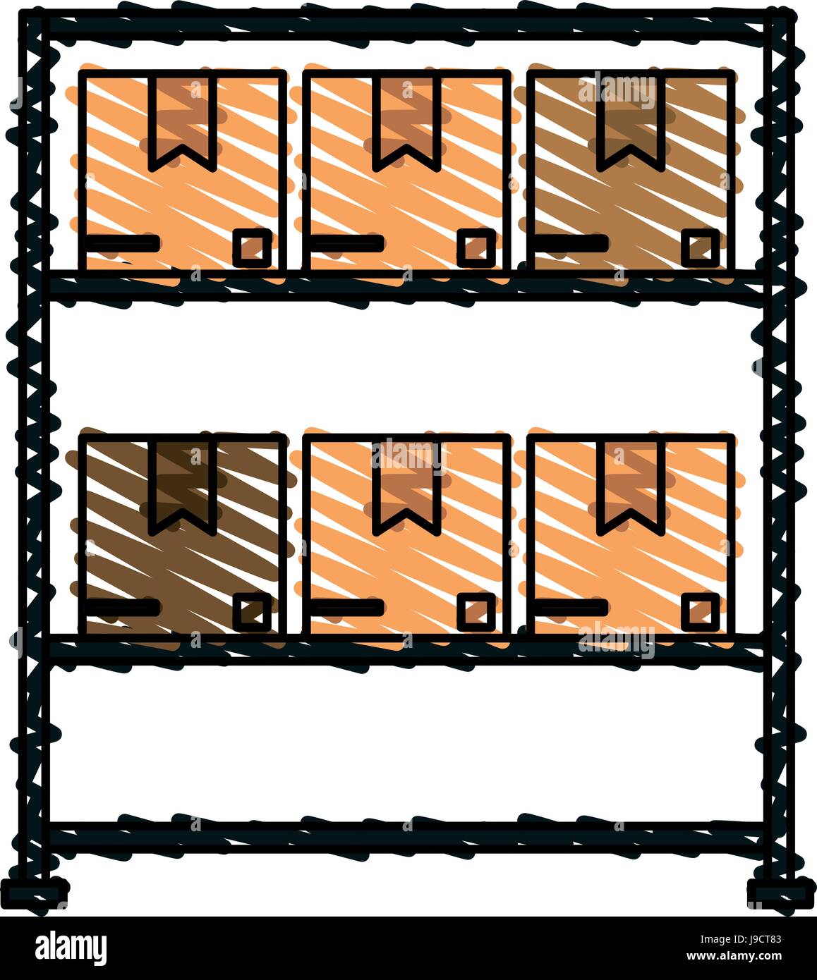 Couleurs cartoon bande étagère avec emballage scellé Illustration de Vecteur