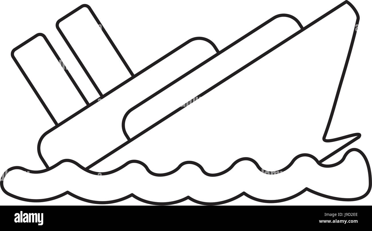 Navire d'urgence Ligne et inondation catastrophe naturelle Illustration de Vecteur