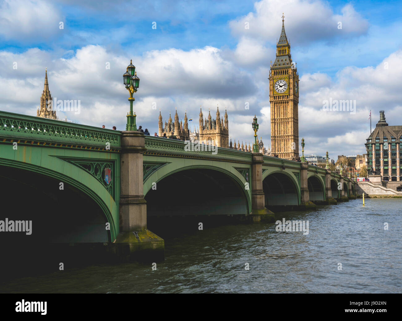 Big Ben, Westminster Bridge, chambres du Parlement, de la rivière Thames, London, England, UK Banque D'Images