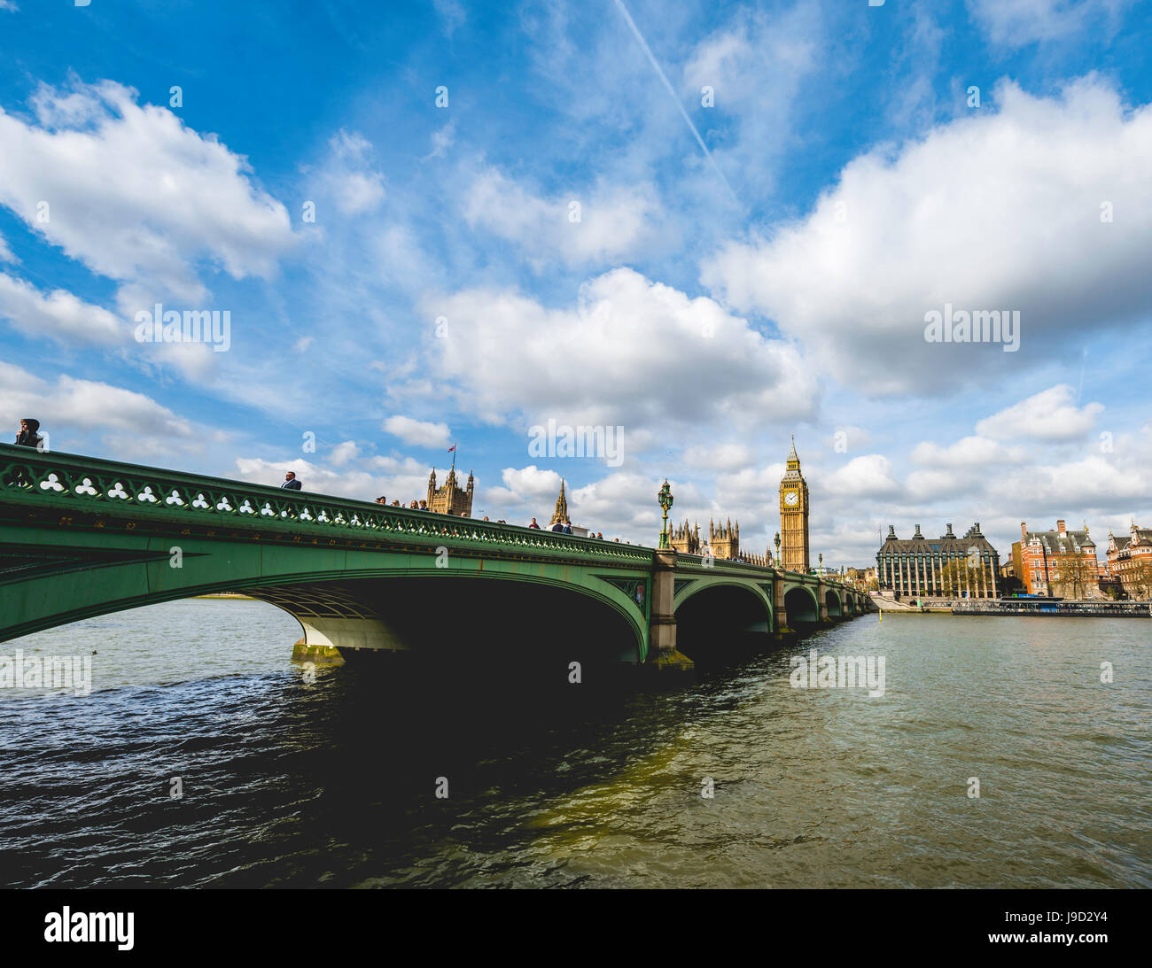 Big Ben, Westminster Bridge, Tamise, Londres, Angleterre, Grande-Bretagne Banque D'Images