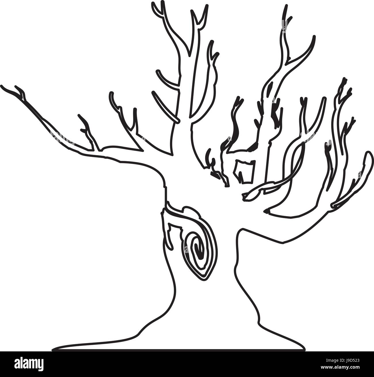 Silhouette d'arbre Sec Illustration de Vecteur