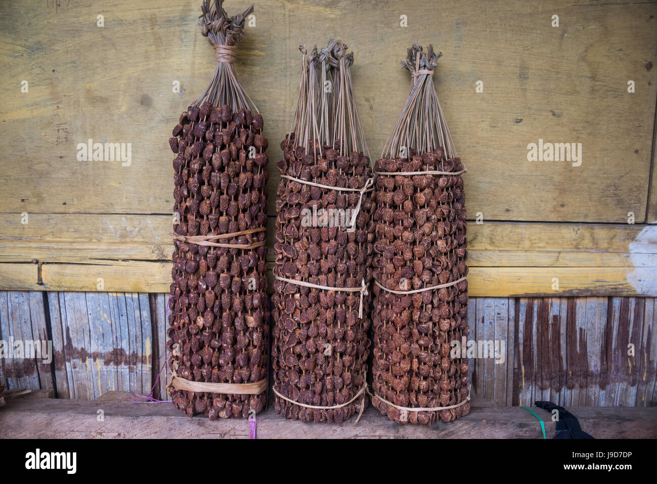 La noix de bétel (Areca catechu) à vendre sur un marché à Maubisse, au Timor oriental, en Asie du Sud-Est, l'Asie Banque D'Images