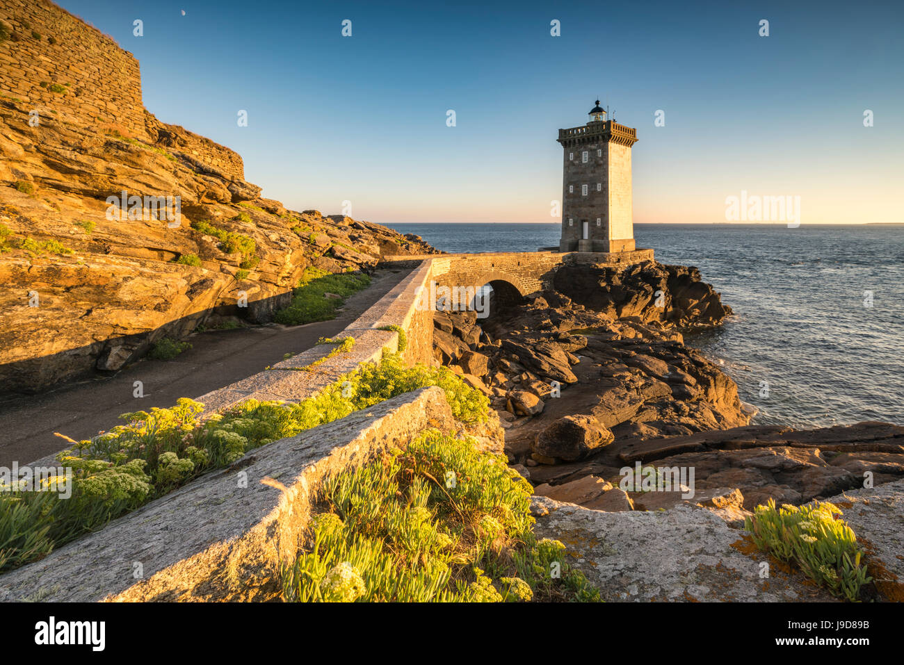 Le phare de Kermorvan, Le Conquet, Finistère, Bretagne, France, Europe Banque D'Images