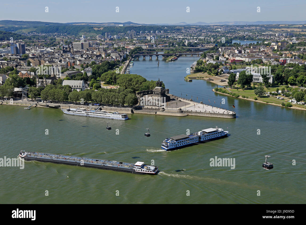 Langue de terre au Deutsches Eck (coin allemand), Coblence, Rhénanie-Palatinat, Allemagne, Europe Banque D'Images