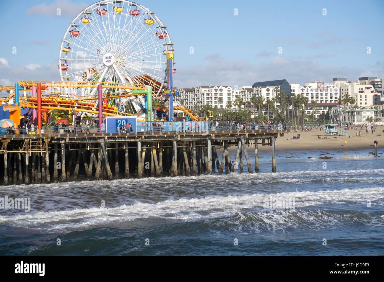 Mer, jetée et grande roue, Santa Monica, Californie, USA, Amérique du Nord Banque D'Images