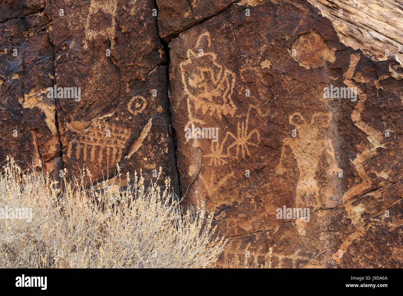 Des pétroglyphes, Parowan Gap, Fer à Repasser County, Utah, USA, Amérique du Nord Banque D'Images