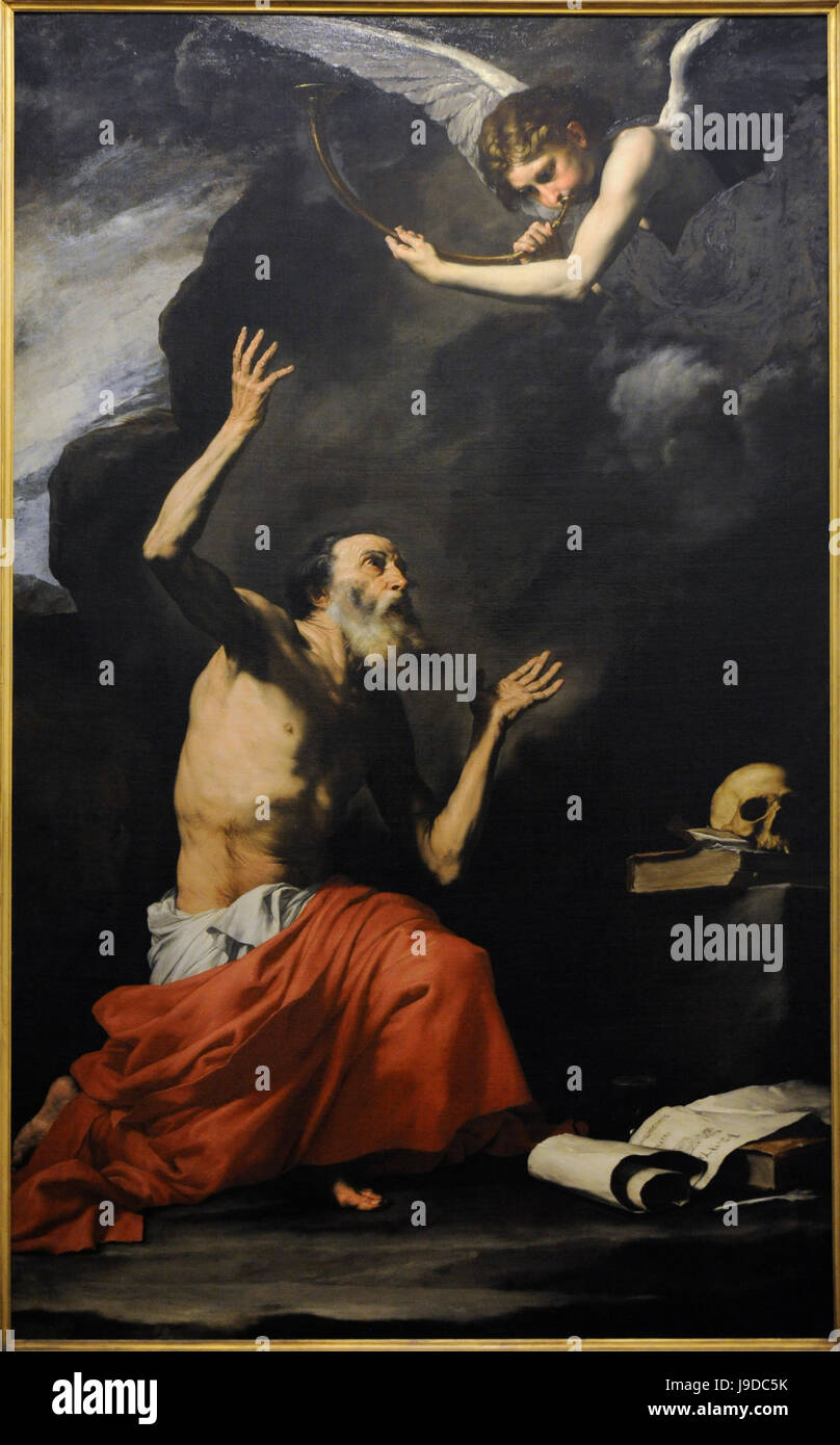 Jusepe de Ribera (1591-1652). Peintre Baroque. Saint Jérôme et ange, 1626. Musée national de Capodimonte. Naples. L'Italie. Banque D'Images