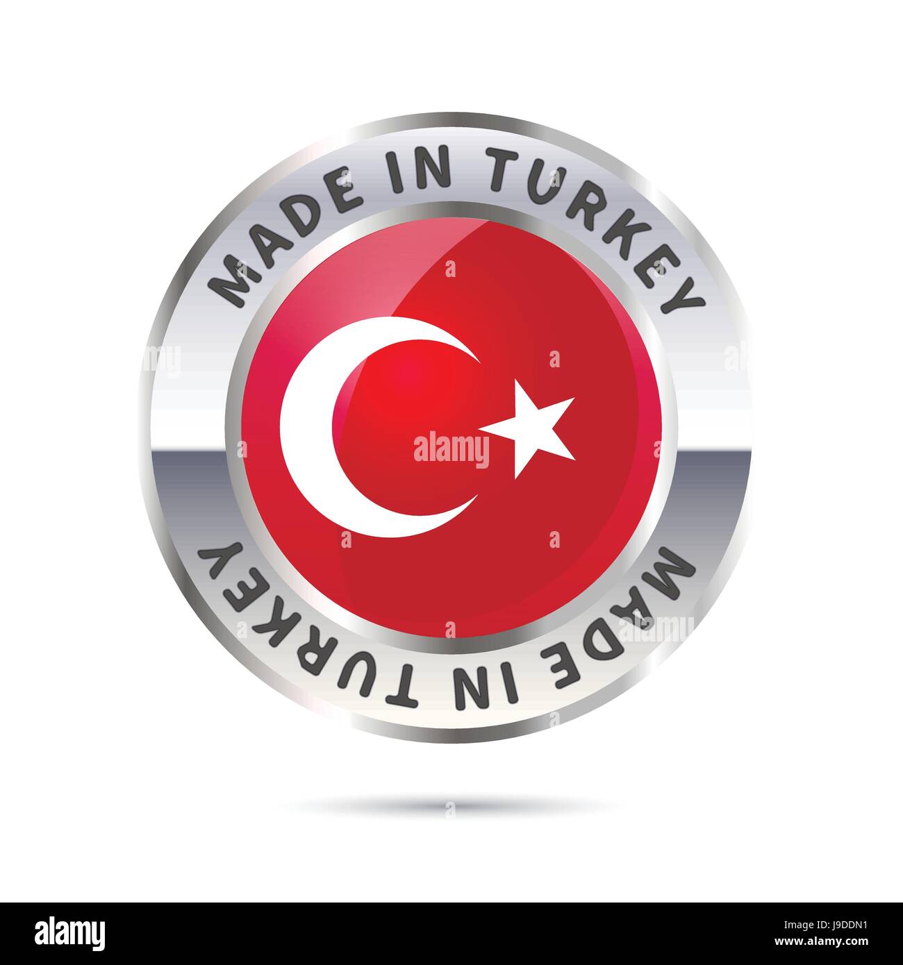 Icône de badge en métal, fabriqué en Turquie avec drapeau Illustration de Vecteur