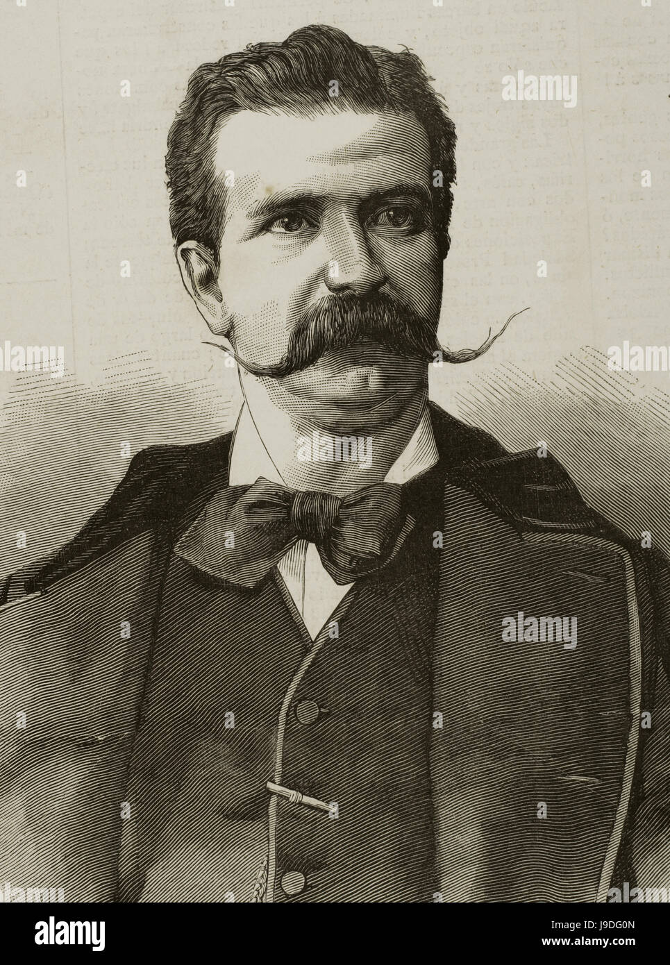 Manuel et Danvilla Collado (1830-1906). Historien et homme politique espagnol. Ministre du Gouvernement au cours de la régence de Maria Christina de l'Autriche. Portrait. La gravure. 'La Ilustracion Espanola y Americana', 1880. Banque D'Images
