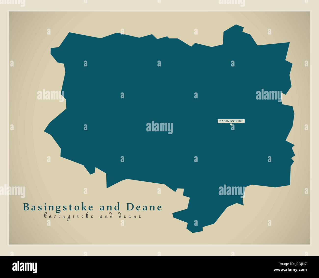 Carte moderne - Basingstoke et Deane district UK illustration Illustration de Vecteur