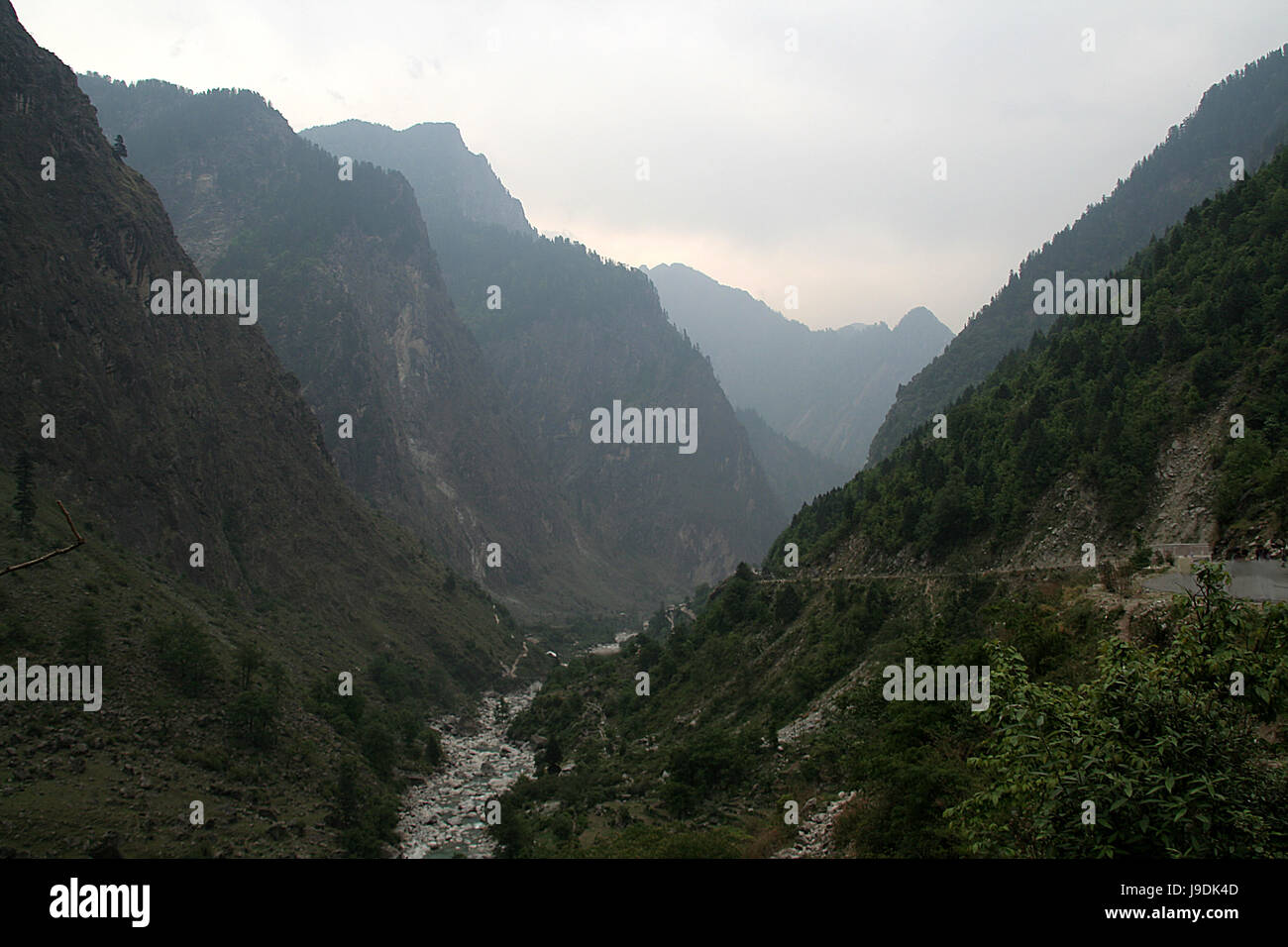 L'Asie, Haze, l'Inde, stream, horizontal, d'eau, vallée, ravin, vue, Banque D'Images