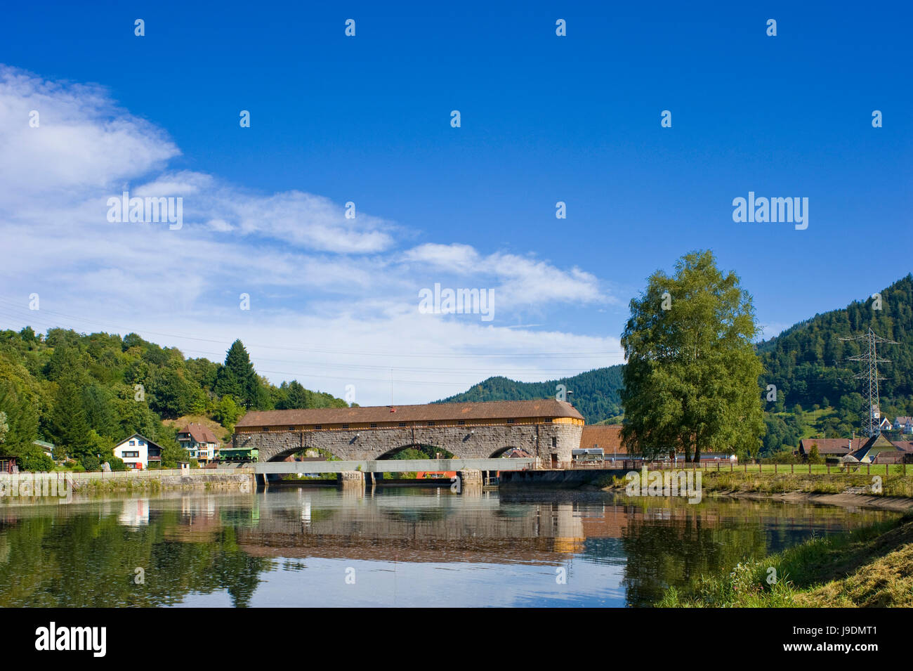 Billet, bâtiments, environnement, Environnement, eaux, pont, centrale électrique, Banque D'Images