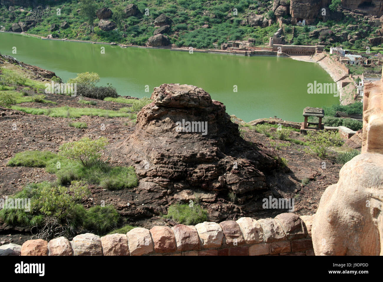 Hill, de la pierre, vert, de l'Asie, l'Inde, rock, horizontal, de grès, de la vue, vue, Banque D'Images