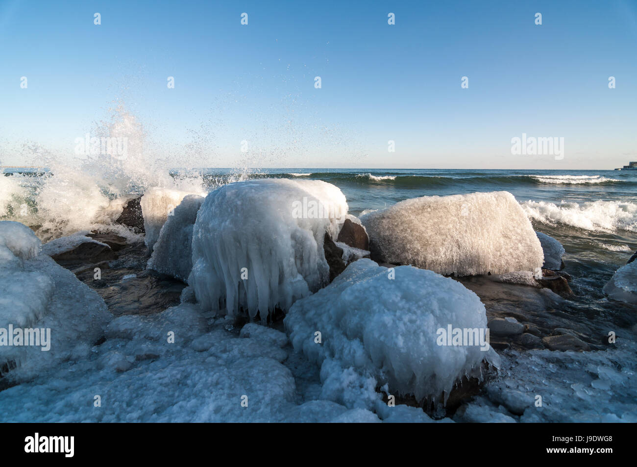 L'hiver, les vagues, congelés, d'arrosage, l'eau douce, le lac, la navigation intérieure, l'eau, Banque D'Images