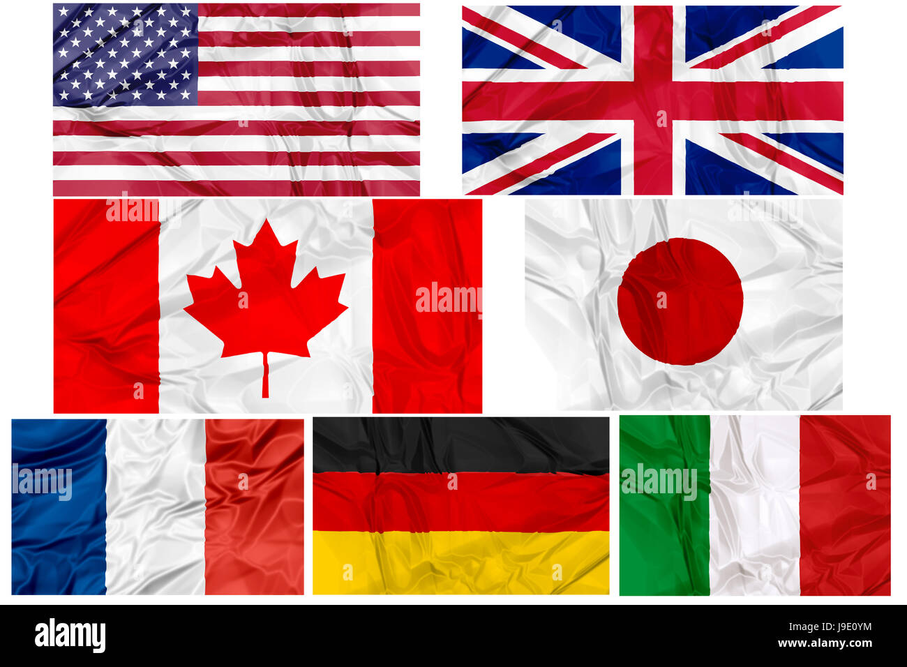 Les drapeaux des pays du G7 Banque D'Images