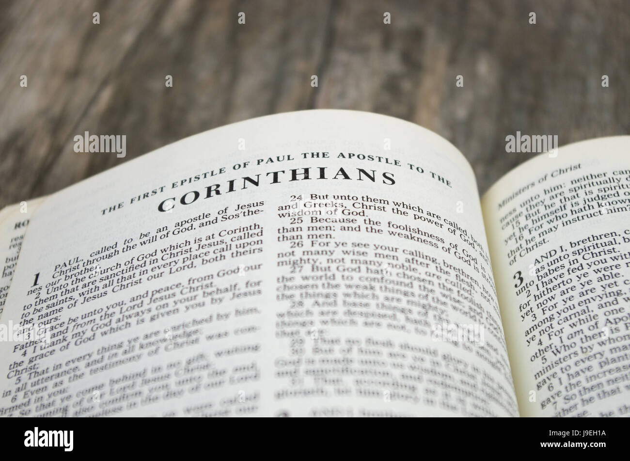 Page de titre pour le livre de 1 Corinthiens dans la Bible - King James Version Banque D'Images