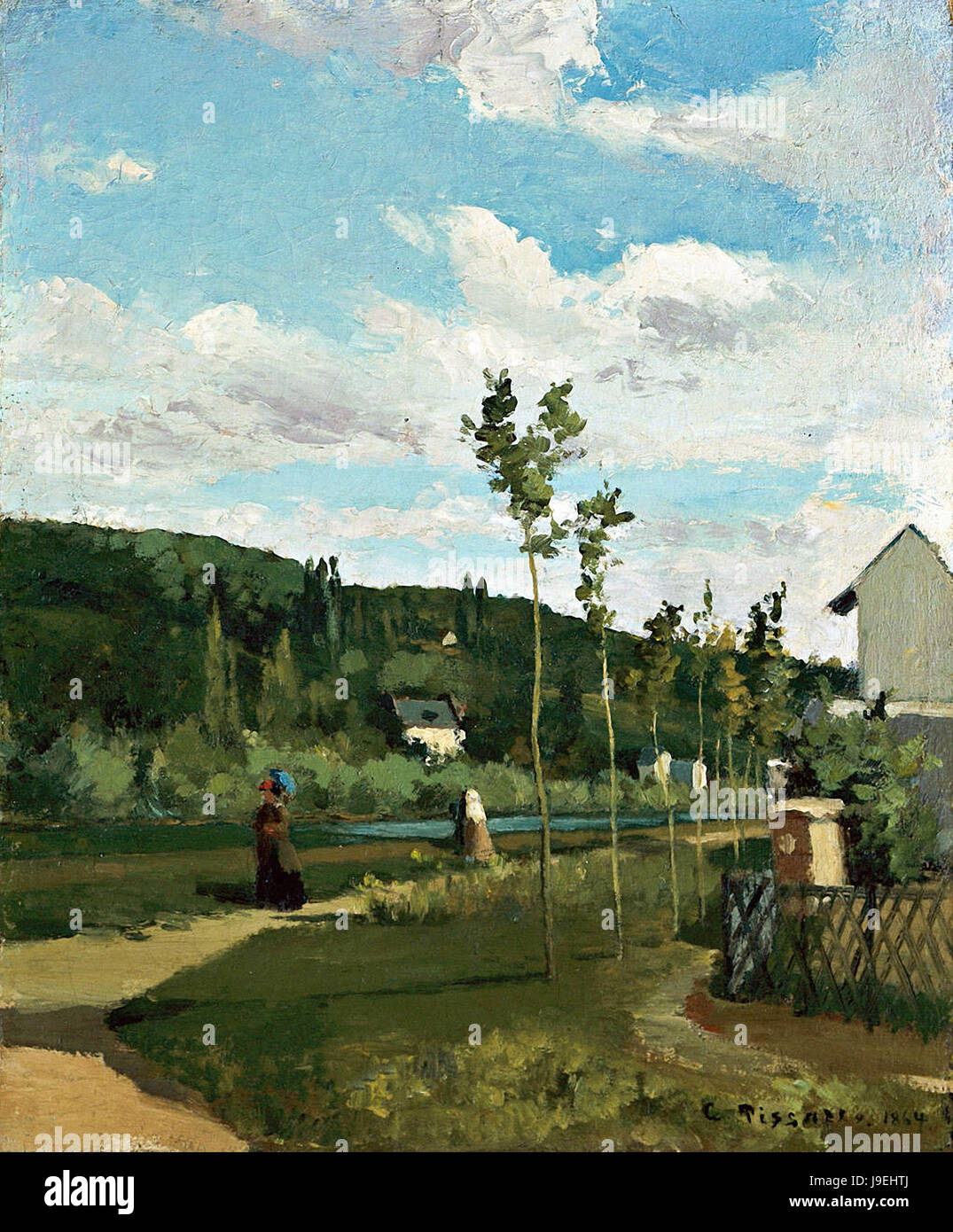 Camille Pissarro - Poussette sur une route de campagne, la Varenne-Saint-Hilaire Banque D'Images