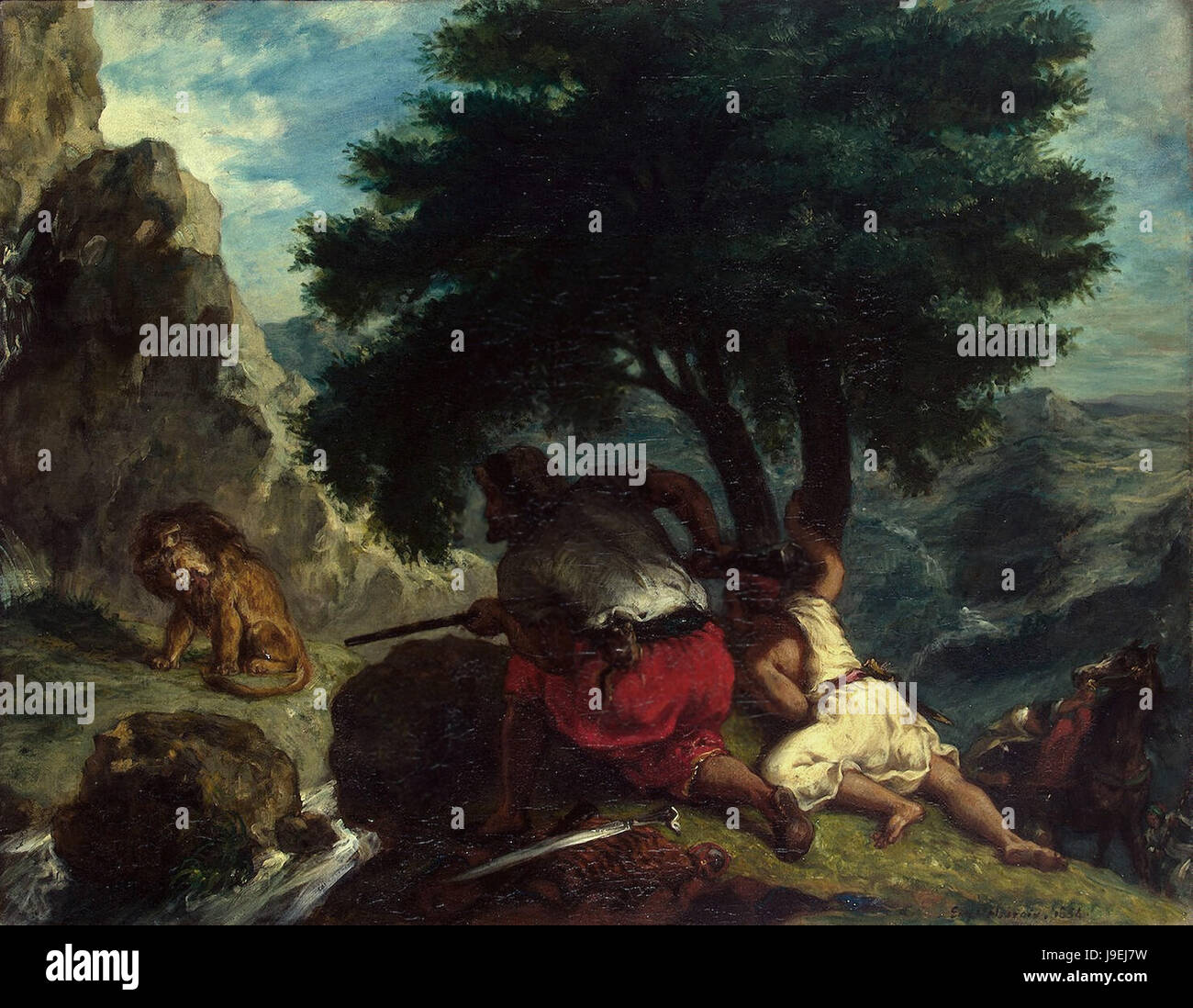 Eugène Delacroix Chasse aux lions au Maroc Photo Stock Alamy