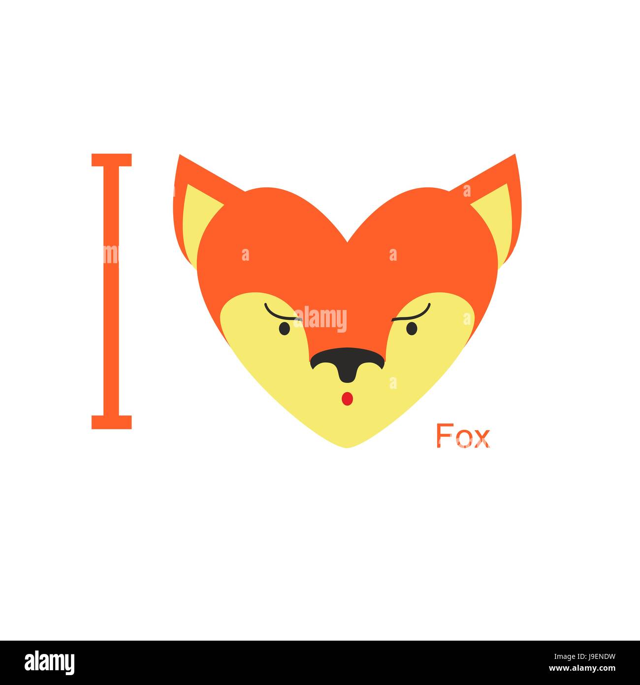 J'aime Fox. Chef mignon renards en forme de cœur. Illustration vecteur animal. Illustration de Vecteur