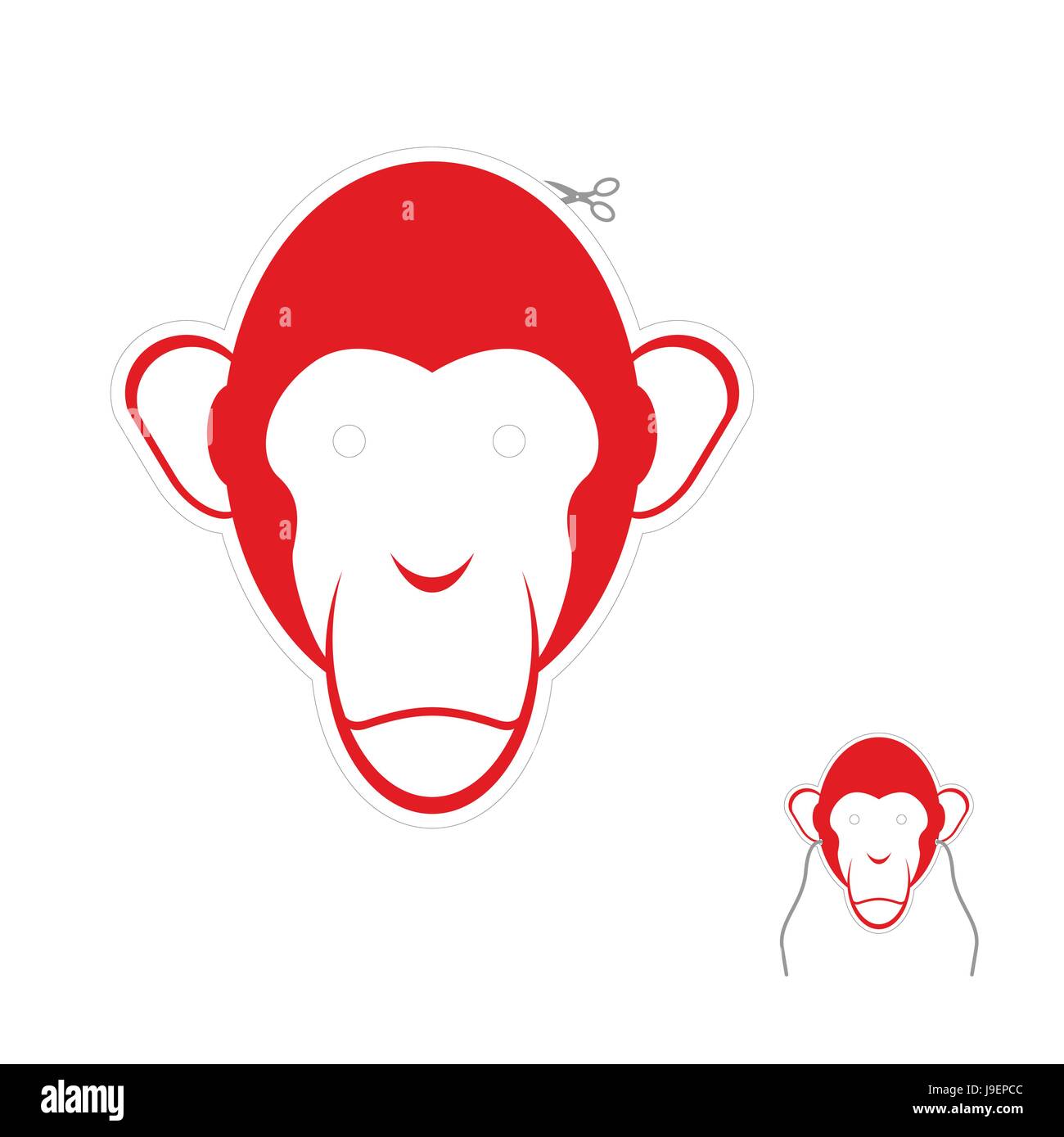 Rouge de fête masque singe. Symbole de la nouvelle année. Illustration de Vecteur