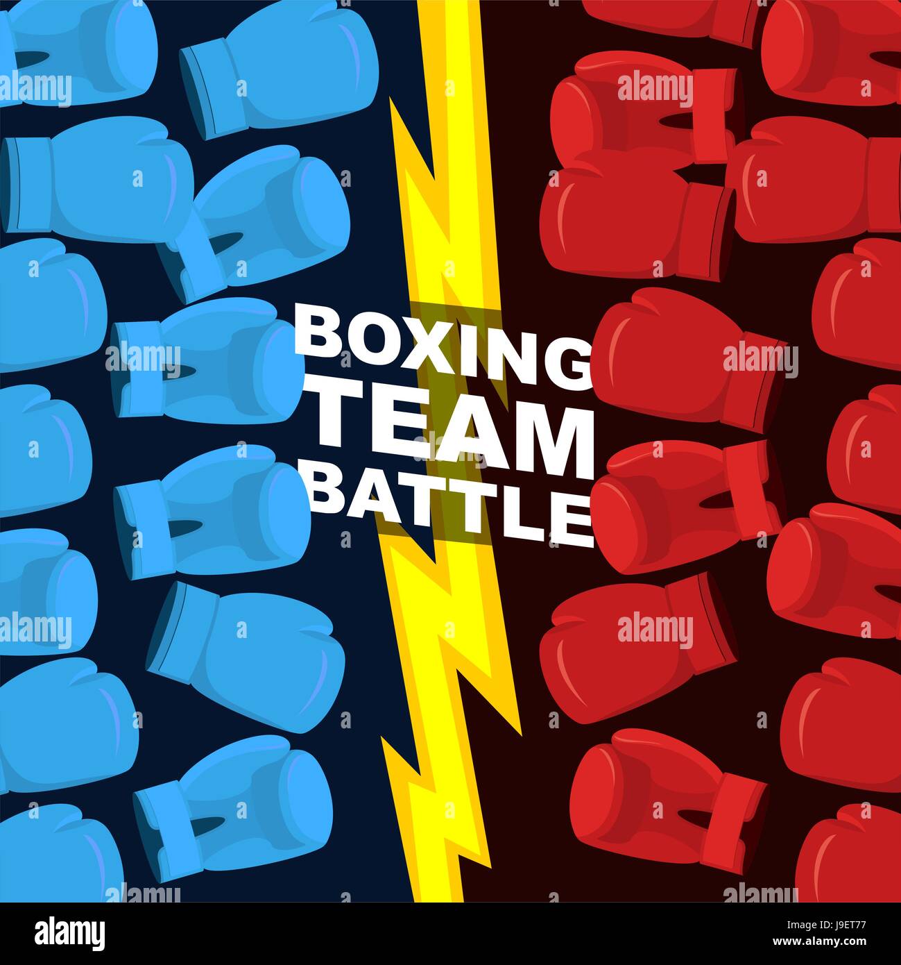 L'équipe de boxe de combat. Le bleu et le rouge des gants de boxe. Vector illustration Illustration de Vecteur
