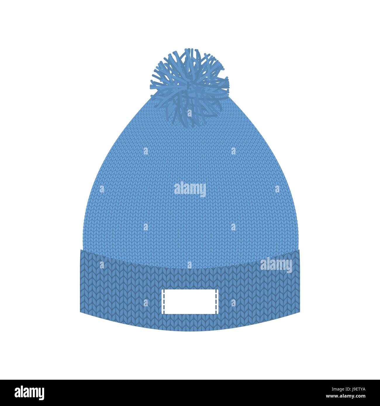 Blue hat tricoté. Chapeau d'hiver. Accessoire laine pour temps froid. Illustration de Vecteur