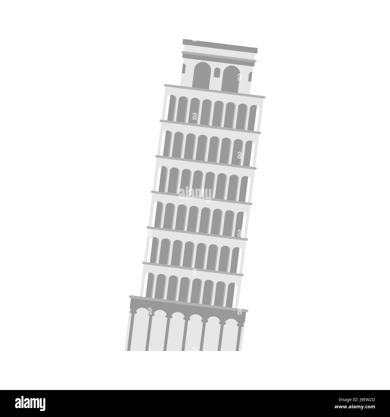 Tour de Pise sur un fond blanc. L'architecture historique de l'Italie. Illustration de Vecteur