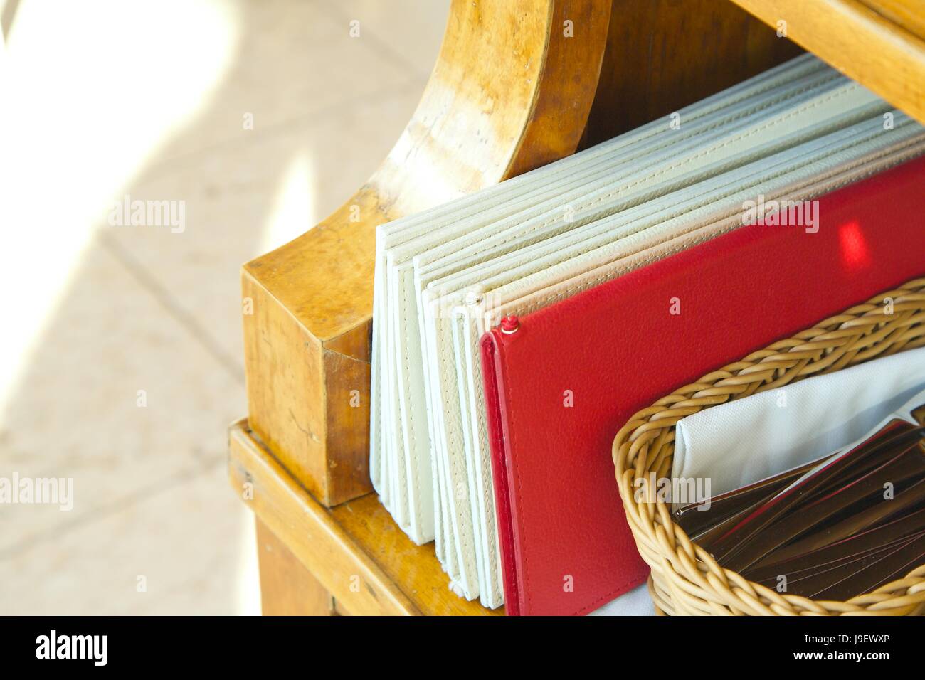 Menus de restaurant dans la région de cache en cuir Banque D'Images