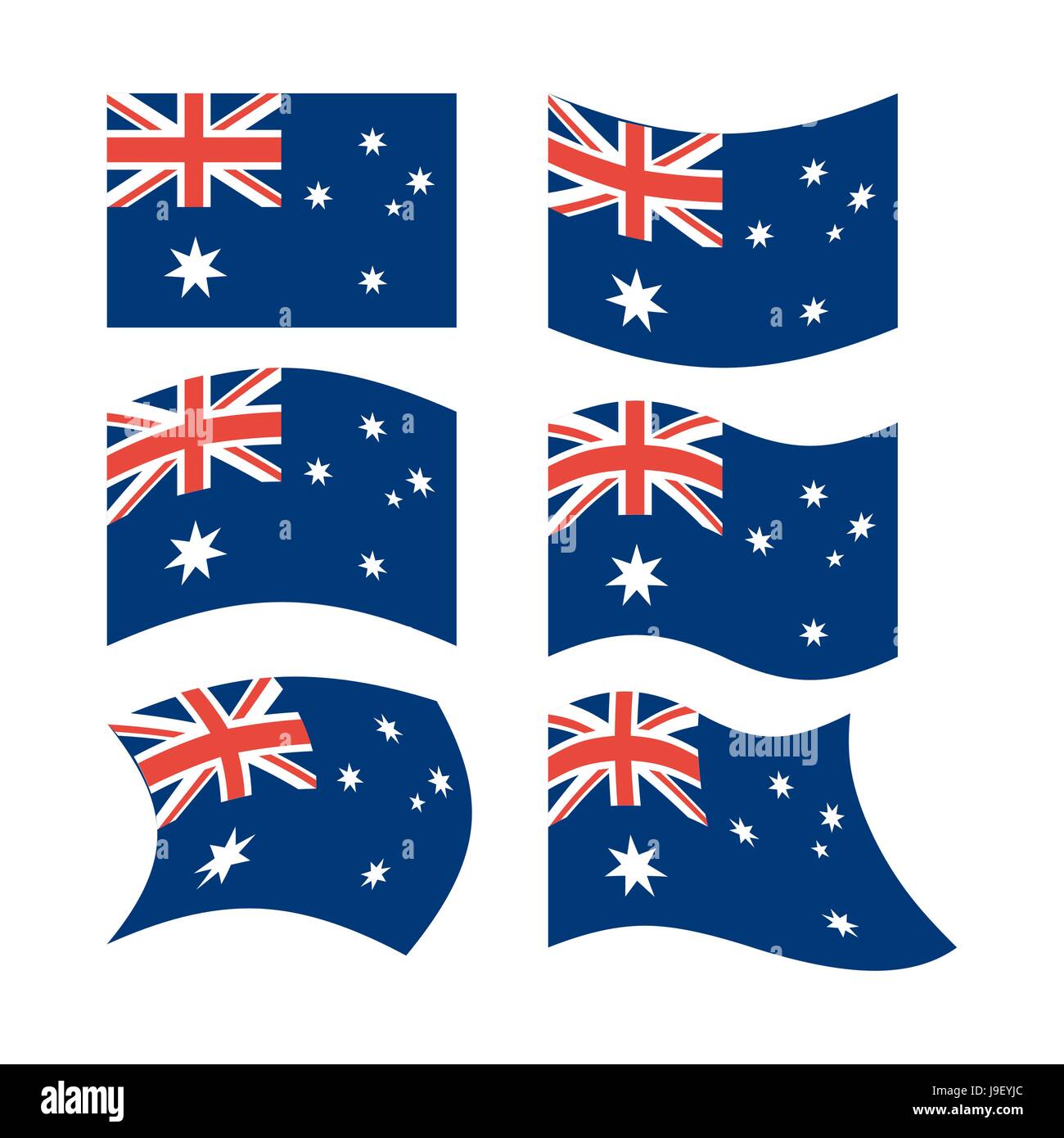 Pavillon de l'Australie. Ensemble de drapeaux de différentes formes. Illustration de Vecteur