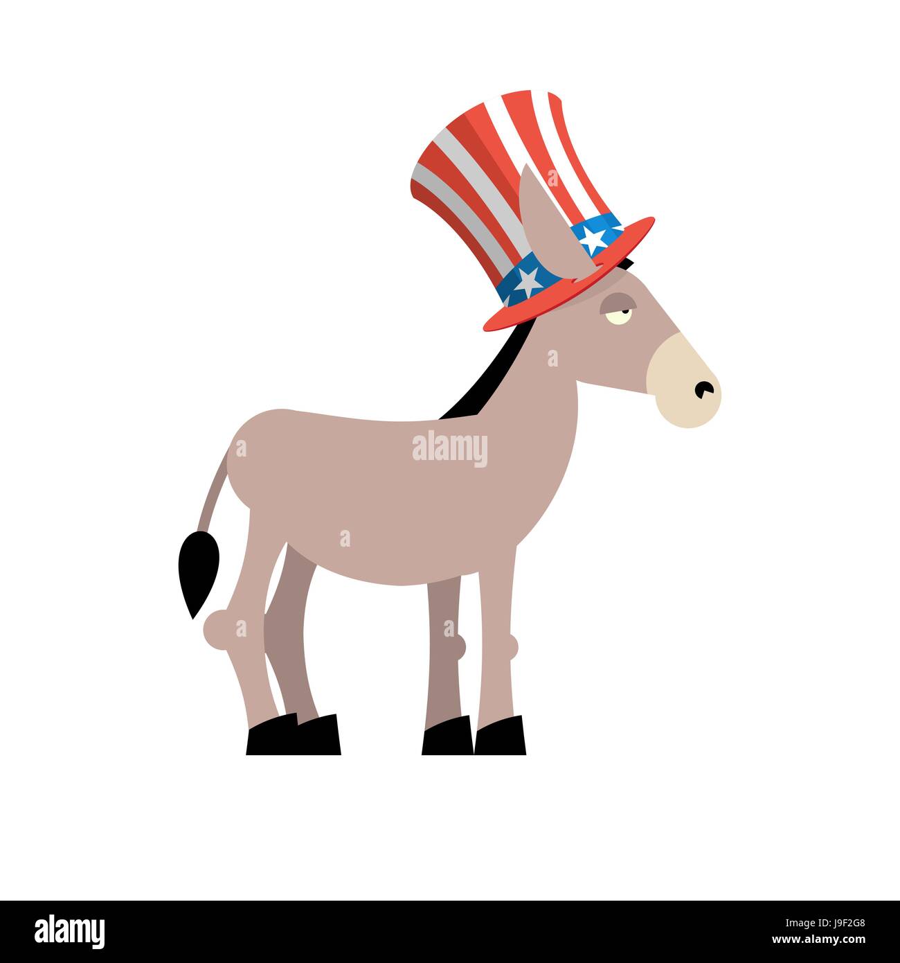 Âne démocrate. Âne dans l'Oncle Sam hat. Symbole de parti politique en Amérique. Illustration pour les élections politiques en Amérique. Le National Patriotic ha Illustration de Vecteur