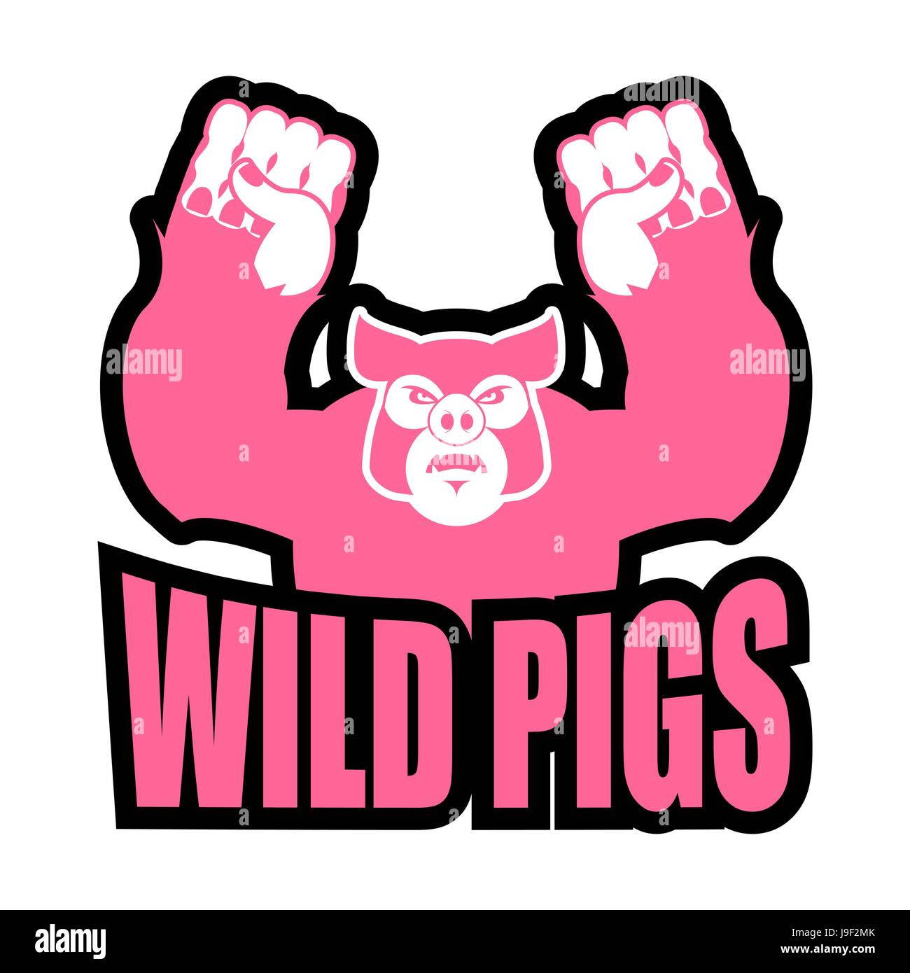 Les porcs sauvages logo pour équipe de sport. Porc en colère. Big agressif. sanglier farm animal grincheux. Illustration de Vecteur