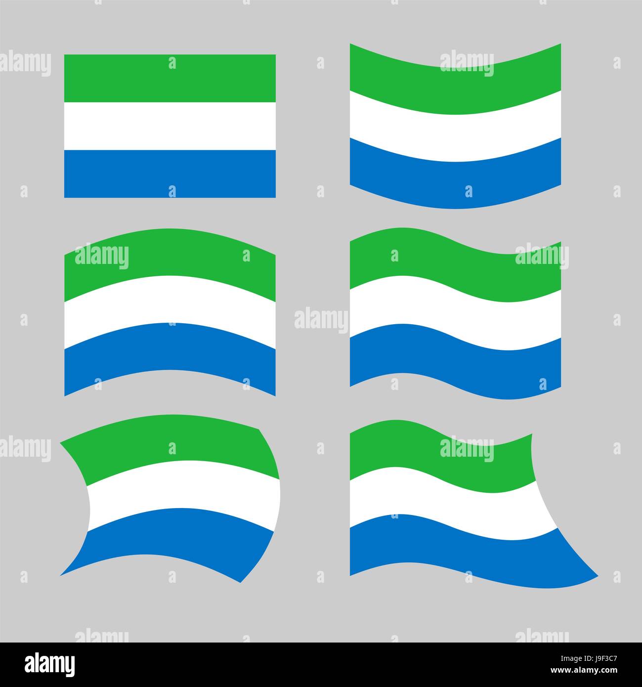 Sierra Leone drapeau. Définir les indicateurs Siera République Leones sous diverses formes. Les drapeau d'Etat de l'Afrique de l'Ouest Illustration de Vecteur