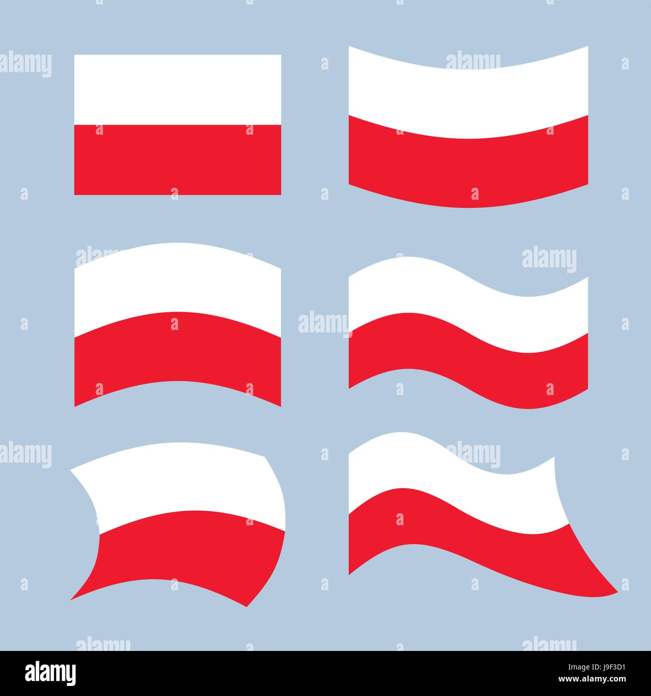 Drapeau de la Pologne. Ensemble de drapeaux de la République polonaise sous diverses formes. L'élaboration du pavillon de l'État polonais dans l'Est (Europe centrale) Illustration de Vecteur