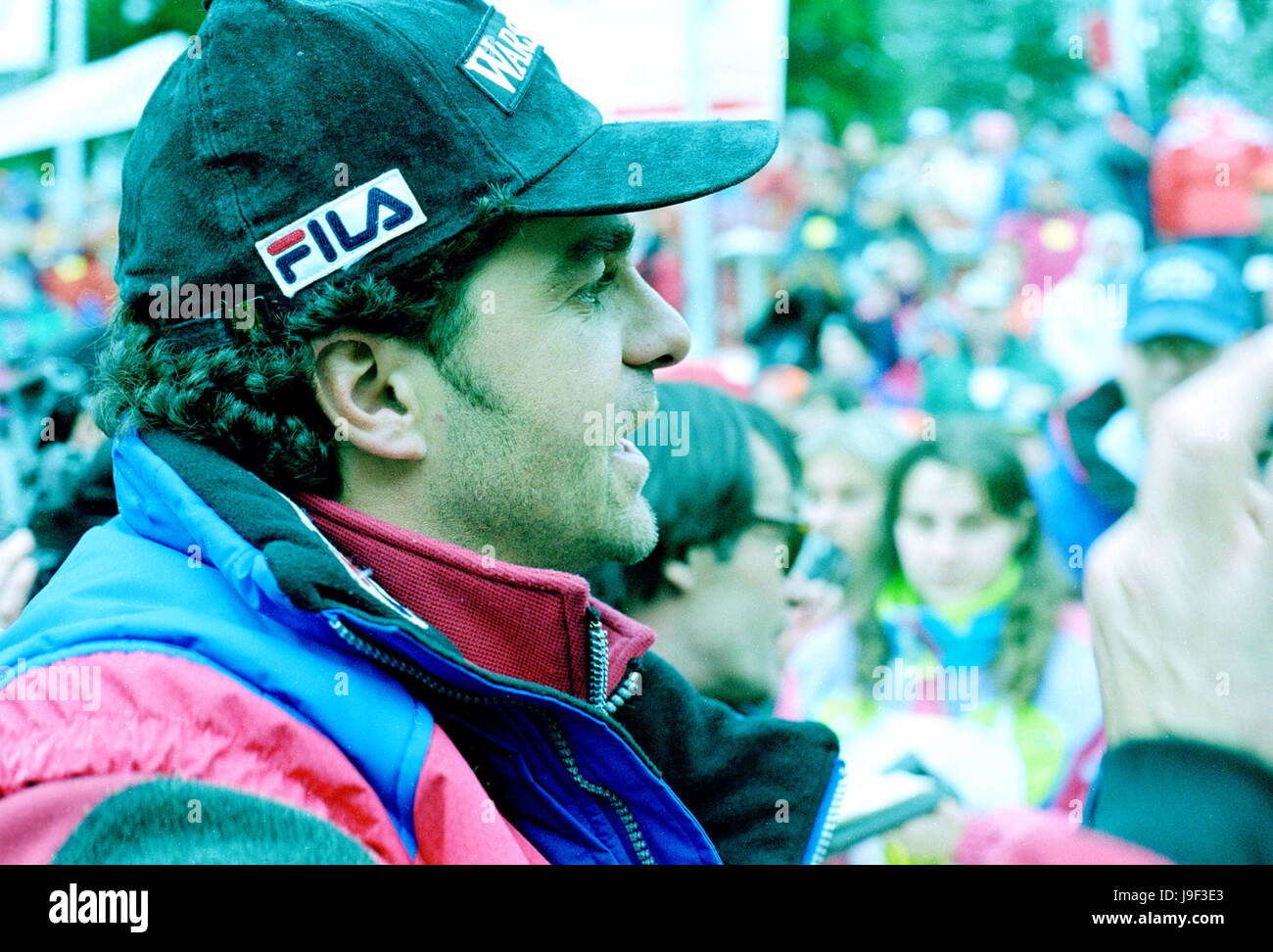 Le skieur italien Alberto Toba à Madonna di Campiglio en Italie 1996 Banque D'Images