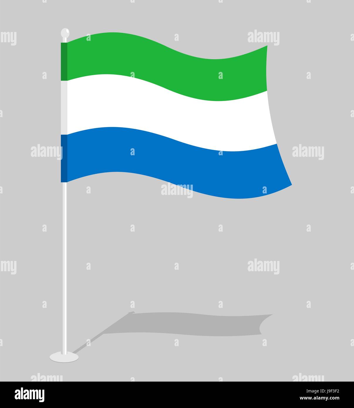 Sierra Leone drapeau. Marque nationale officielle de la République de Sierra Leone. Drapeau de l'état de culture traditionnelle en Afrique de l'Ouest Illustration de Vecteur