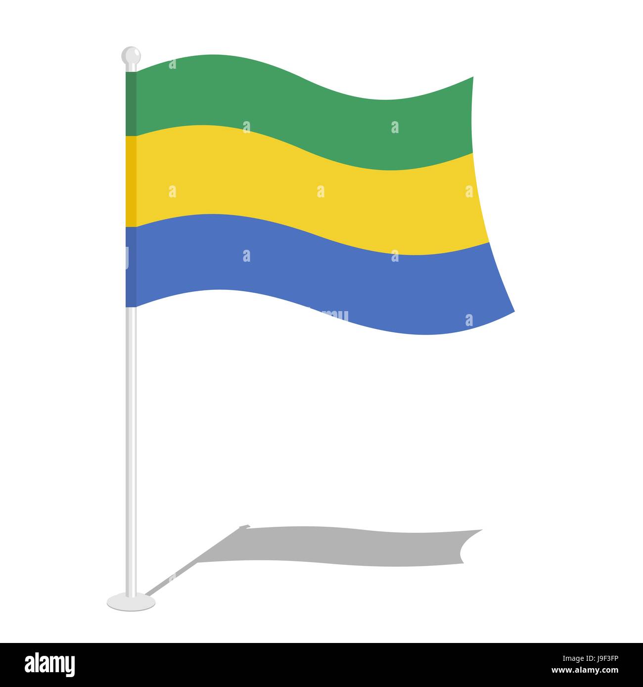 Le Gabon Drapeau. Symbole national officiel de la République gabonaise. Drapeau gabonais traditionnels en développement en Afrique Centrale Illustration de Vecteur