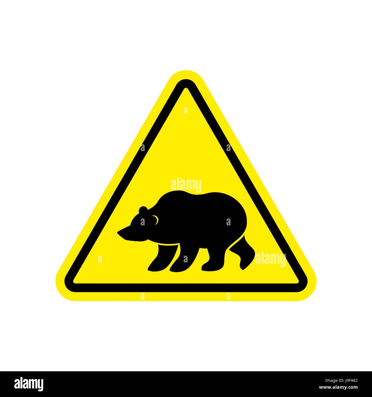 Panneau d'avertissement d'ours jaune. Attention Danger prédateur symbole. Triangle de signalisation de danger bête sauvage Illustration de Vecteur