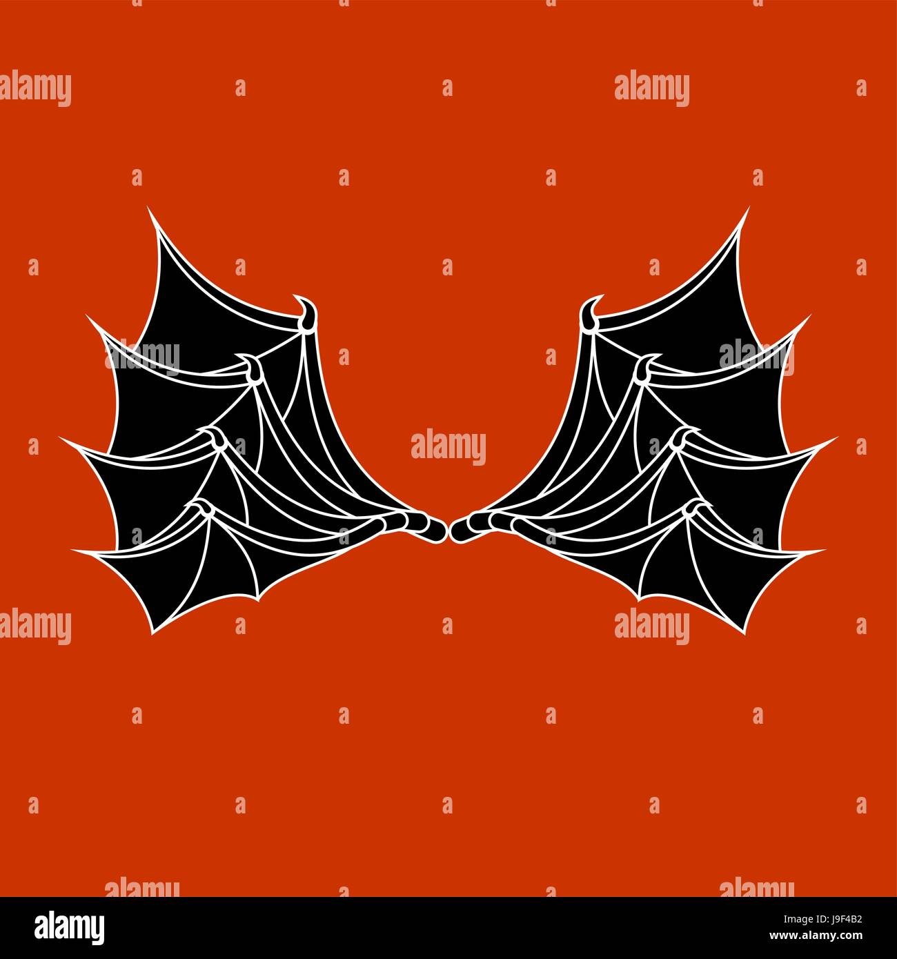 Ailes de chauve-souris et dragon. Aile du démon sur fond rouge Illustration de Vecteur