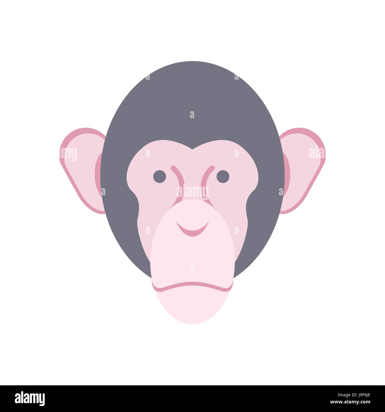 Monkey face isolée. Tête de chimpanzé. Primauté de la personne Illustration de Vecteur