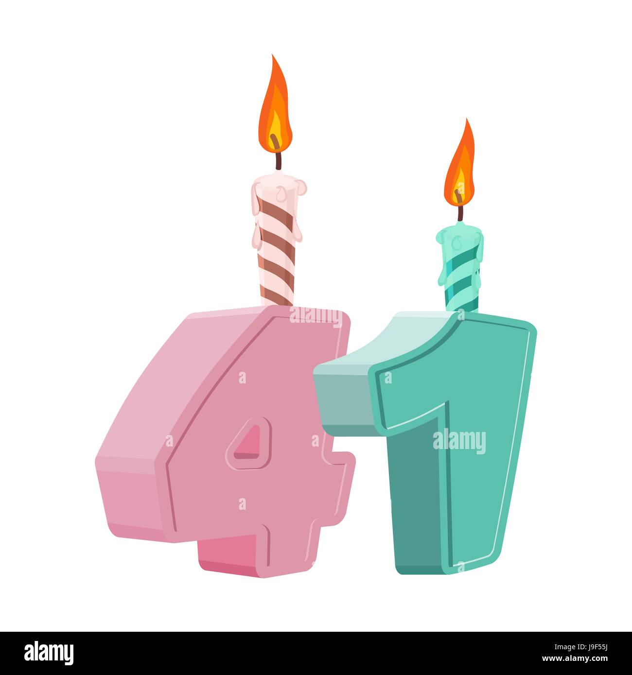 41 ans anniversaire. Bougie de fête avec numéro de maison de gâteau.  Quarante-et-un anniversaire Image Vectorielle Stock - Alamy