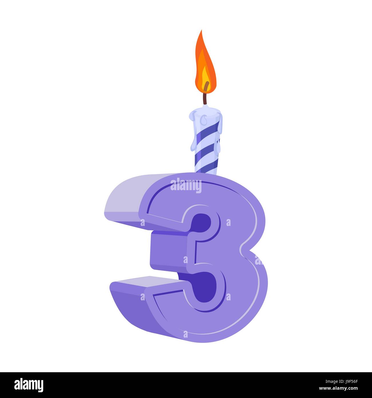 Bougie Numéro 3 Thème Monstre Bleu Violet - Décoration Gâteau Anniversaire Enfant, Baby Shower