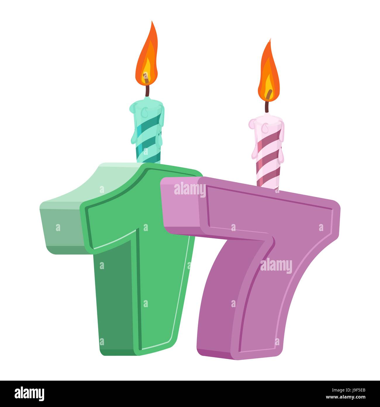 17 Ans Anniversaire Bougie De Fete Avec Numero De Maison De Gateau Anniversaire 17 Image Vectorielle Stock Alamy