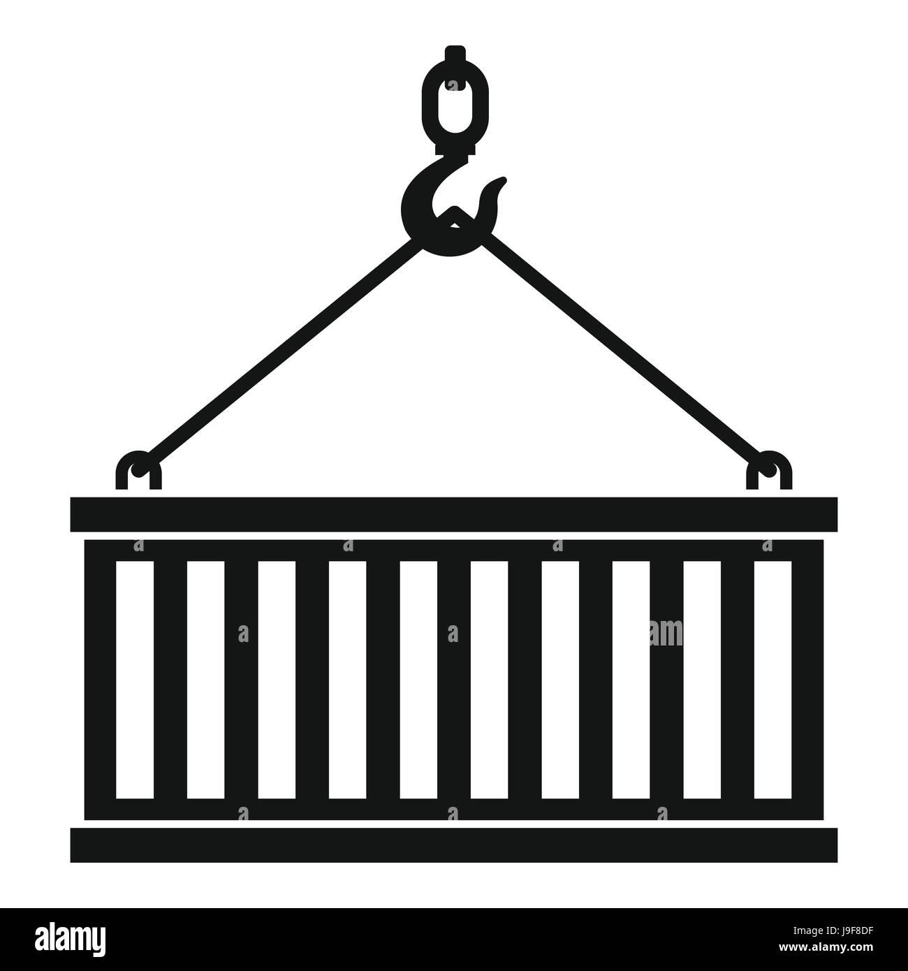 Crochet de grue de levage, le style simple icône conteneur Illustration de Vecteur