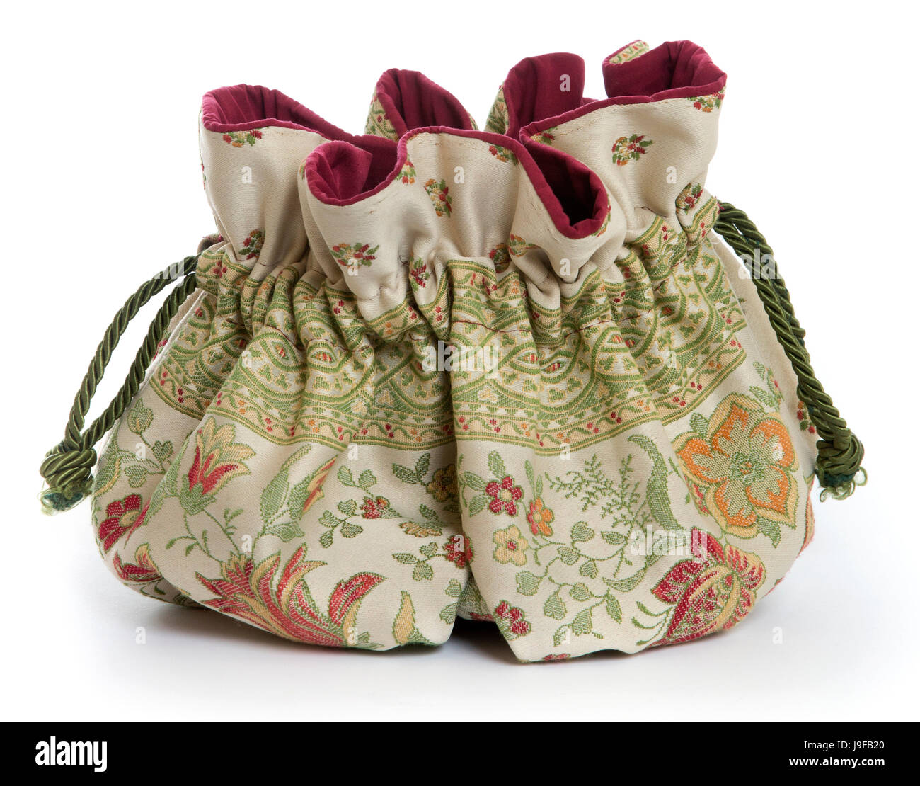Un réticule Vénitien fait main (un petit sac à main femme brodé). Ce type de sac à main a servi principalement à partir de 1795 à 1820. Banque D'Images