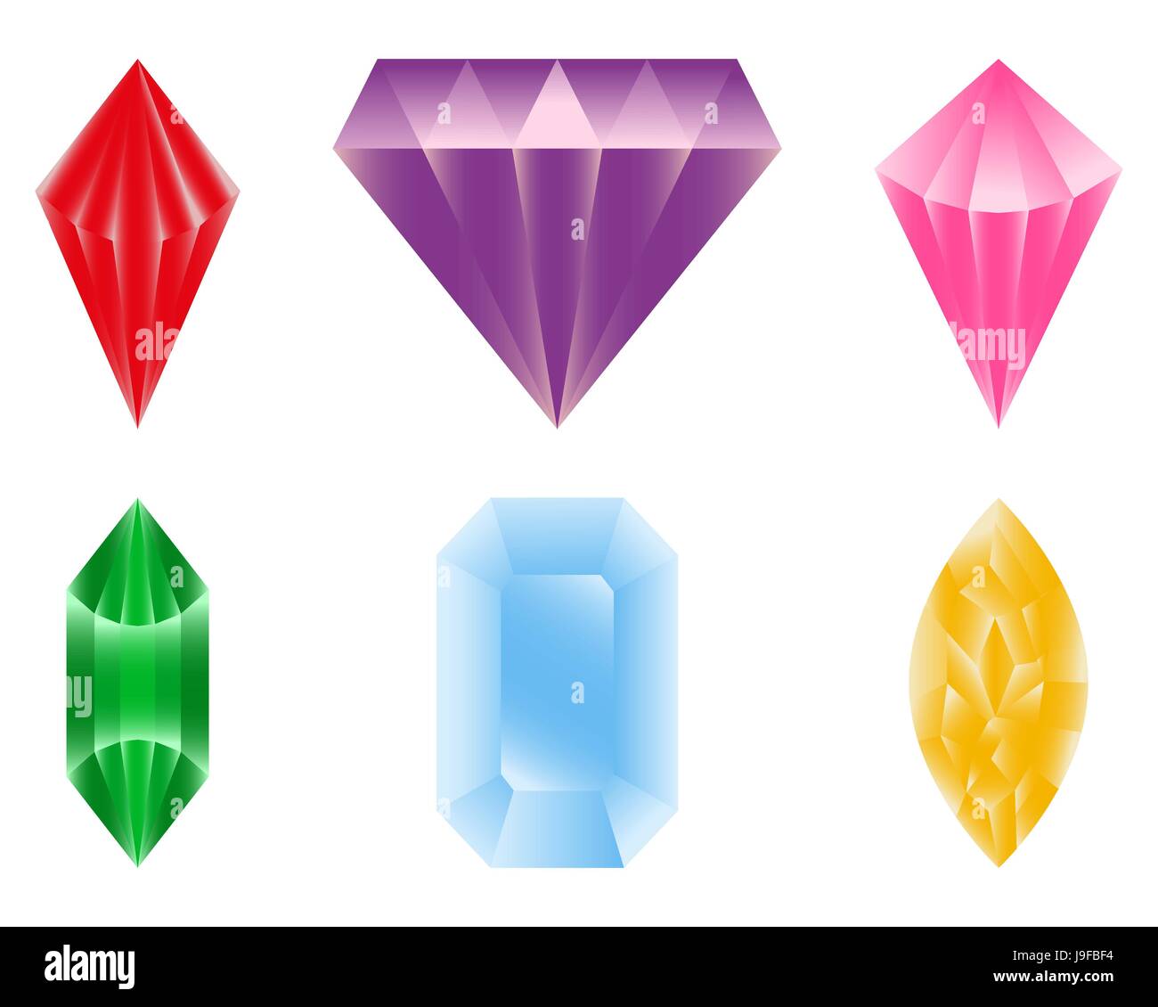 Ensemble de pierres de gemme cristal minéral Illustration de Vecteur