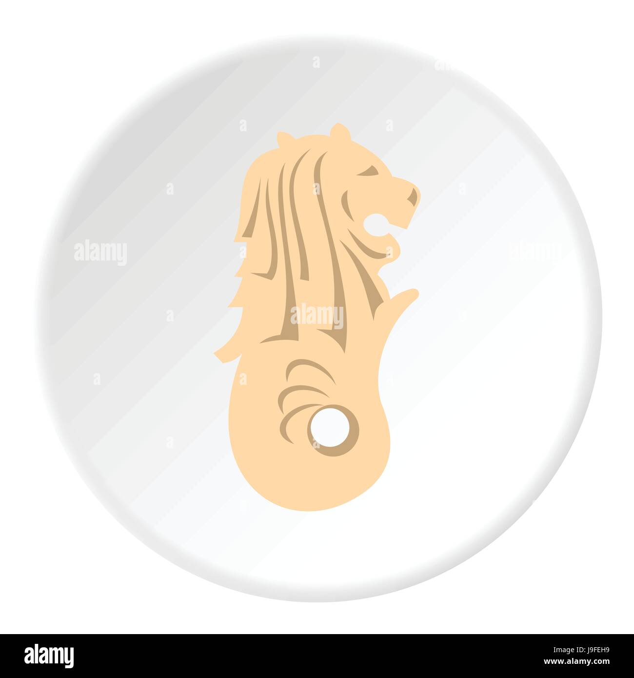 Statue de lion, l'icône du Merlion style plat Illustration de Vecteur